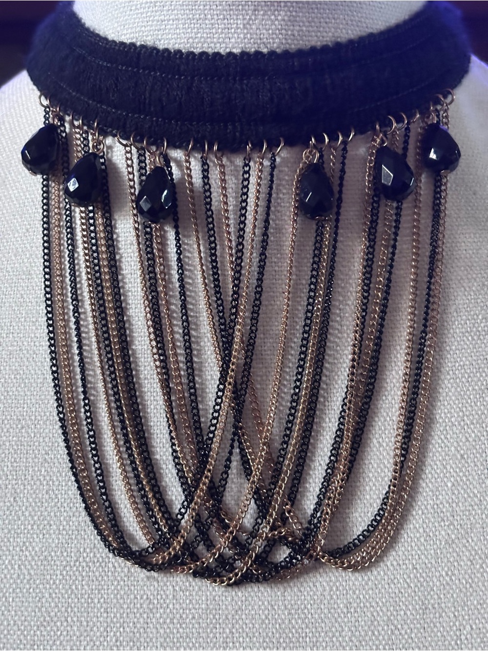 Gothic Black & Gold Layered Choker